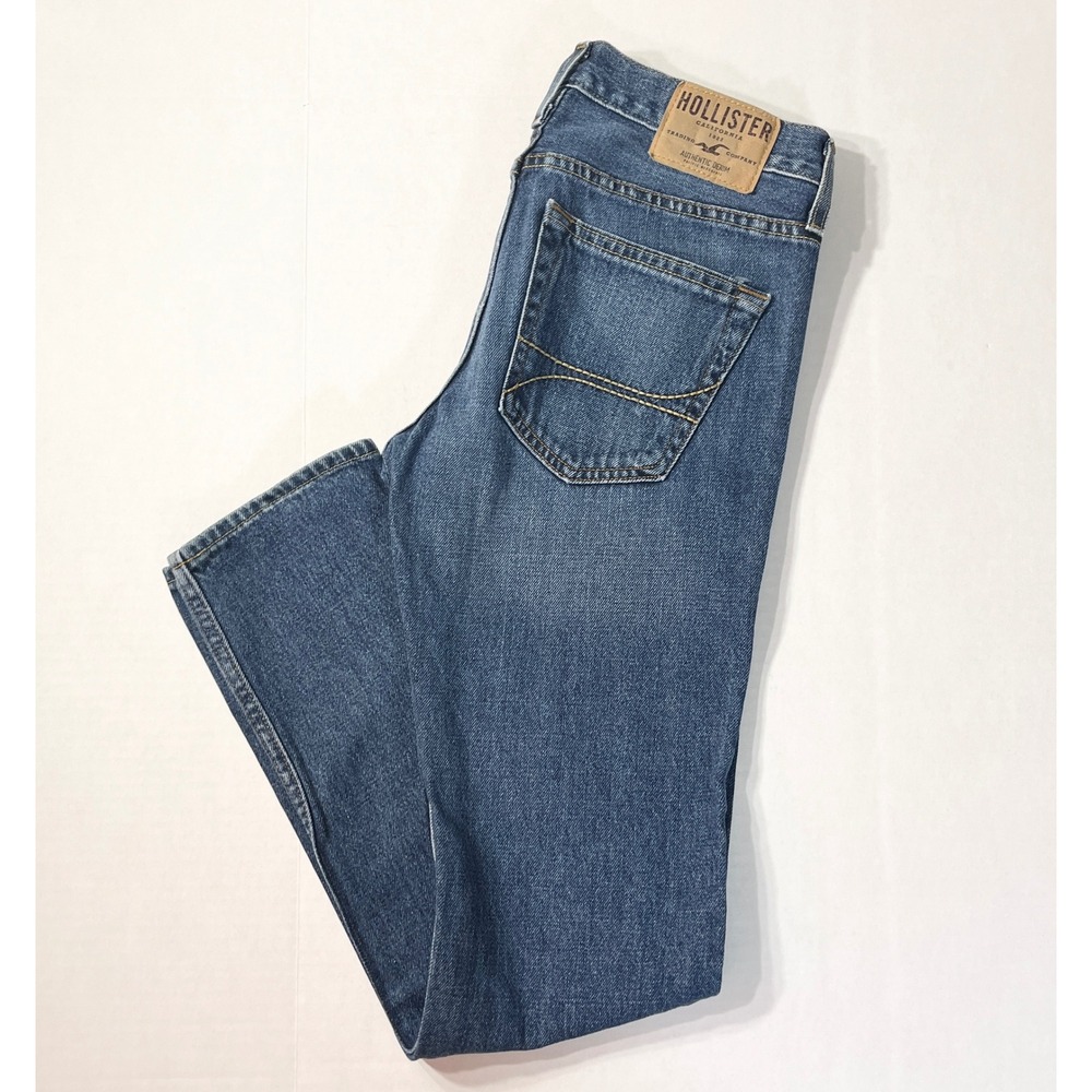 Hollister Jeans Mens 29x30 Slim Straight Medium Wash Blue Denim Vintage Stretch